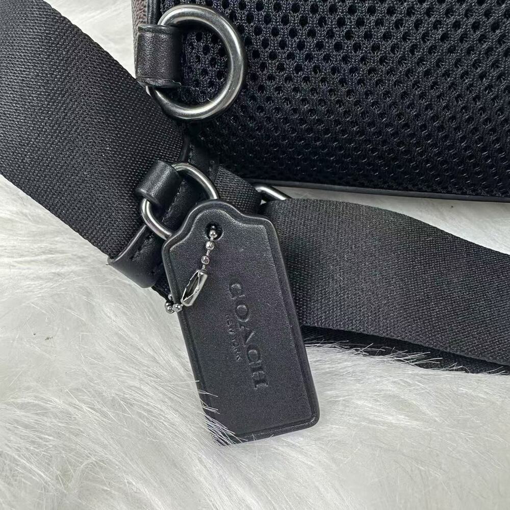 COACH Men's West Pack In Blocked Signature Canvas Walnut / Tan CAB60 NWT - Picture 8 of 9